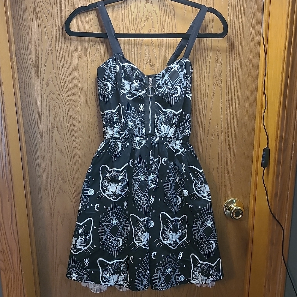 Black Cat Print Dress
